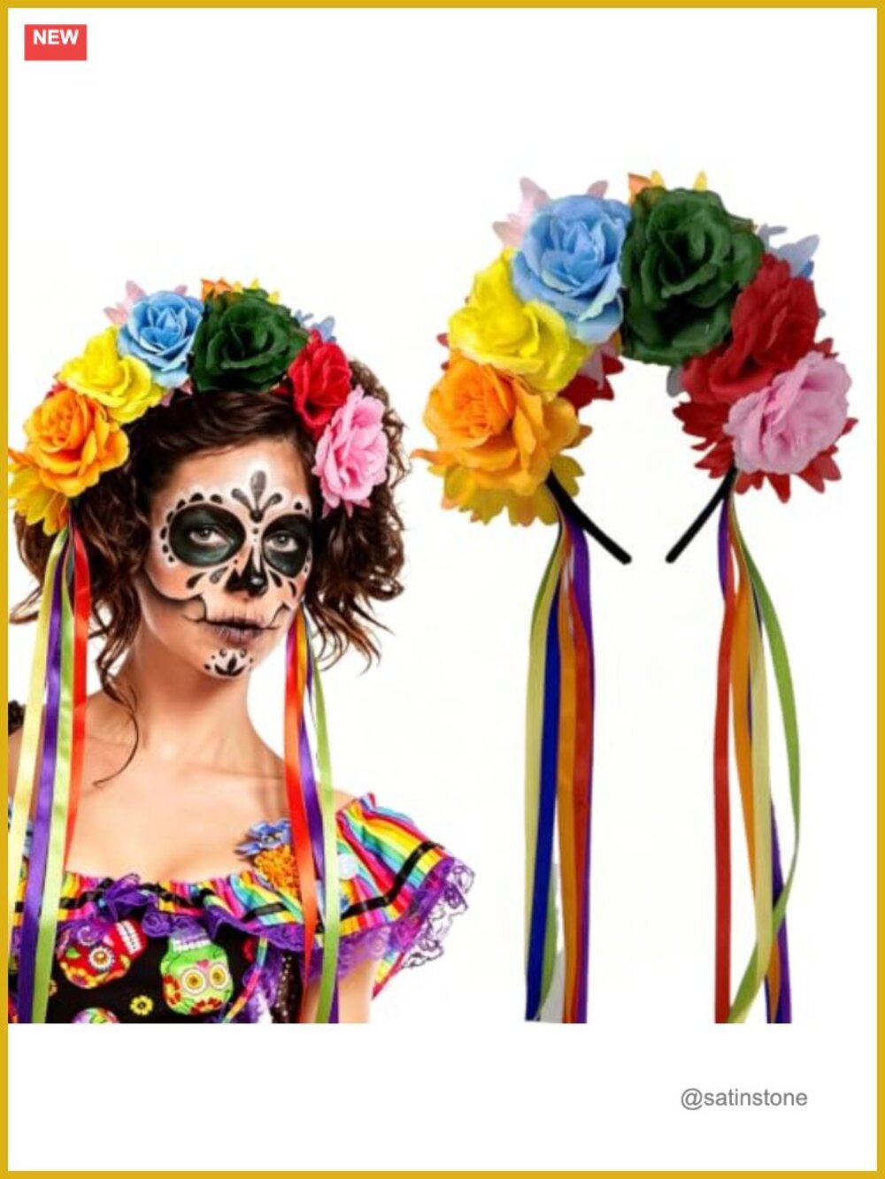Day of the Dead Rose Flower Crown Headband Cosplay Costume